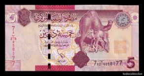 International Banknotes: Libia 5 Dinares 2011 Pick 77 Sc Unc